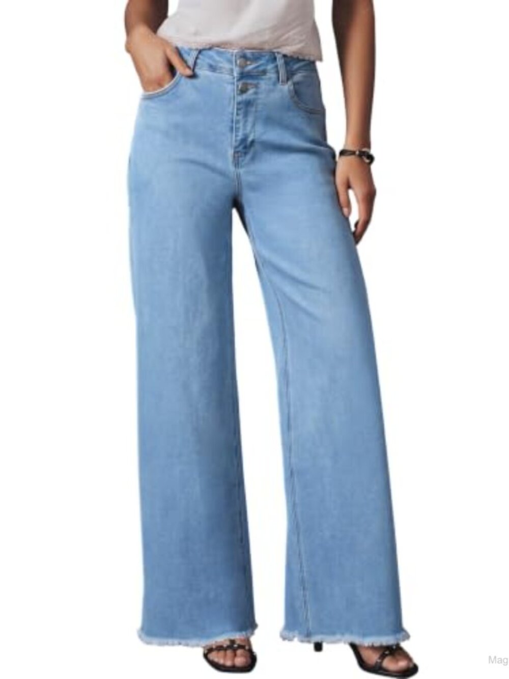Astylish Women's Wide Leg High Waisted Stretchy Denim Jeans